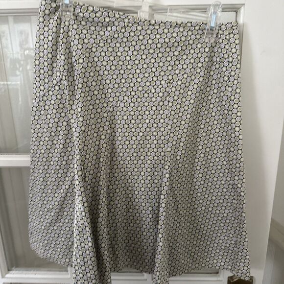 George 100% Cotton Skirt Lined Green Multi A-Line Knee Length Womens Size 6 - Picture 6 of 9